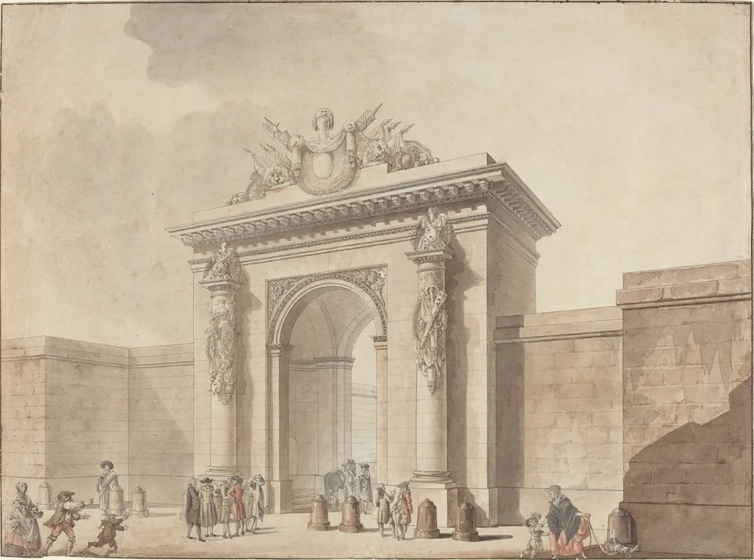Portal Of The Hotel Duzes Rue Montmartre Paris Wall Art by Studio of Claude Nicolas Ledoux - High-Resolution Digital Print