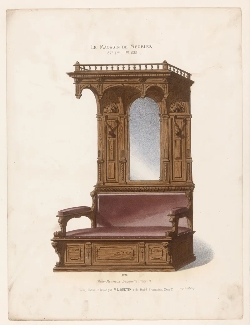 Porte Manteaux Banquette Henri Ii Wall Art by Victor Léon Michel Quétin - High-Resolution Digital Print