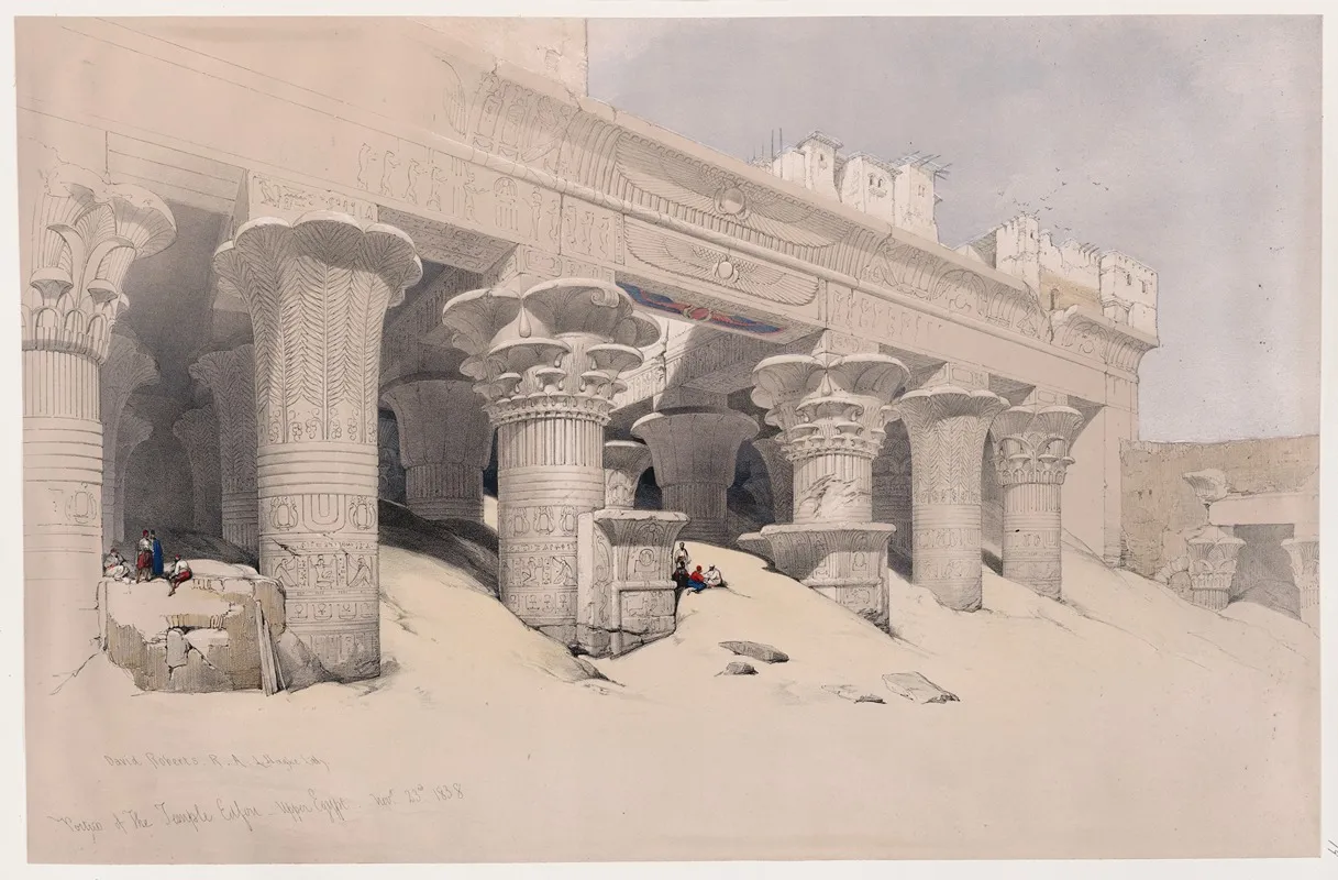 Portico Of The Temple Of Edfou Idfu Upper Egypt Nov 23rd 1838 Wall Art by David Roberts - High-Resolution Digital Print