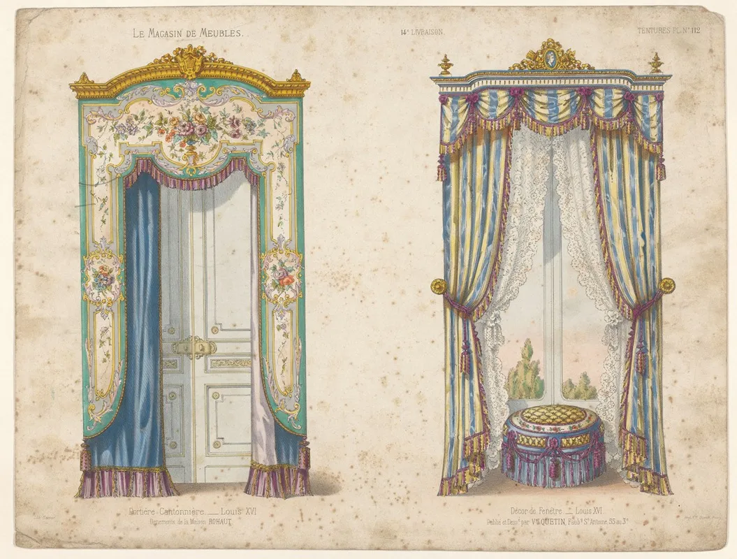 Portiere Cantonniere Louis Xvi Decor De Fenetre Louis Xvi Wall Art by Victor Léon Michel Quétin - High-Resolution Digital Print