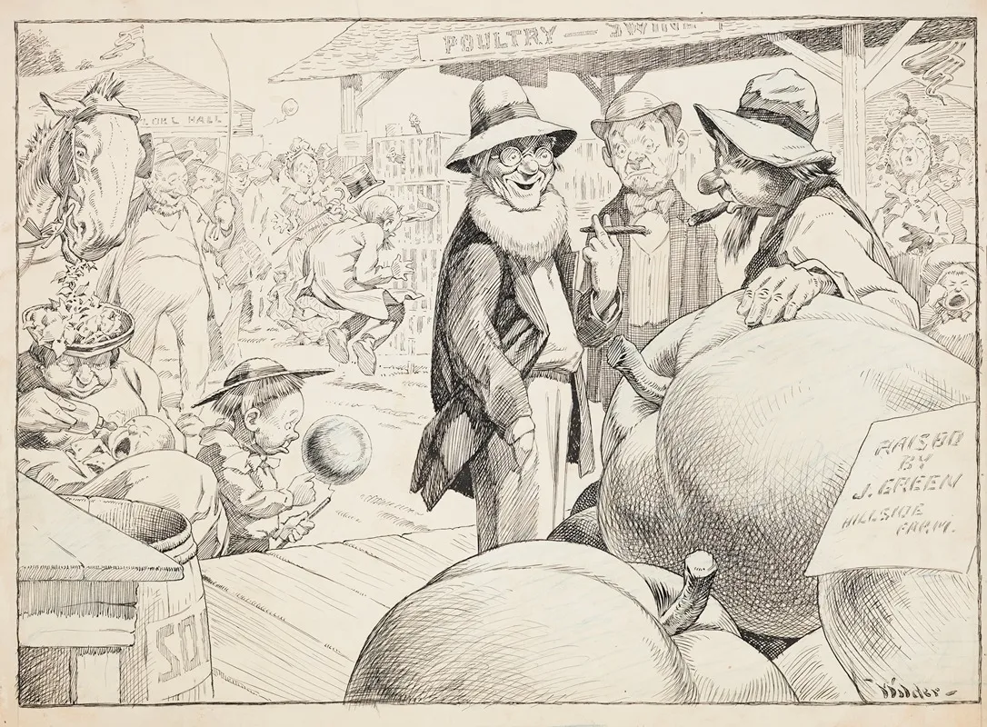 Portly Man Speaking With Elder Man On Main Street Of Very Rural Town Wall Art by Wilder - High-Resolution Digital Print