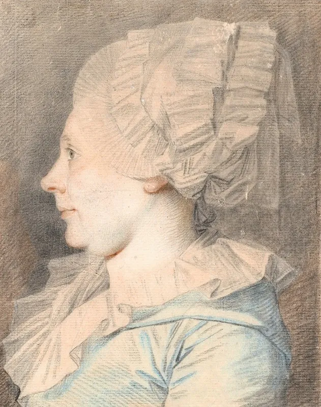 Portraet Af Anne Cathrine Maaloe Fodt Basse Profil Mod Venstre Wall Art by Jens Juel - High-Resolution Digital Print