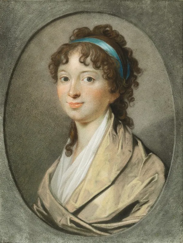 Portraet Af En Ung Dame Med Blaat Haarbaand Wall Art by Jens Juel - High-Resolution Digital Print
