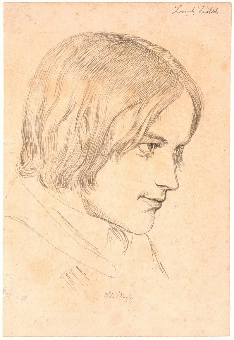 Portraet Af Maleren Lorenz Frolich 1820 1908 Wall Art by Johan Thomas Lundbye - High-Resolution Digital Print