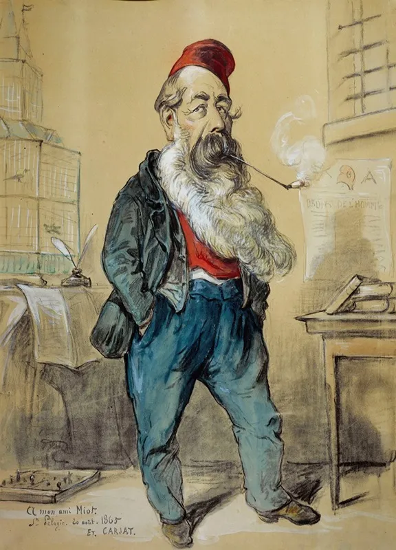 Portrait Charge De Jules Miot 1810 1883 Homme Politique