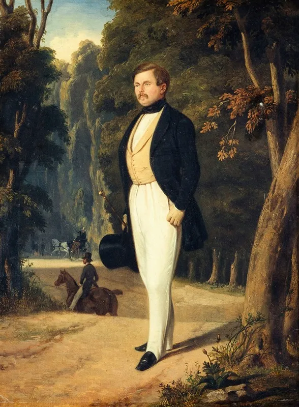 Portrait Daugustin Grisier 1791 1865 Maitre Darmes Wall Art by Alfred De Dreux - High-Resolution Digital Print
