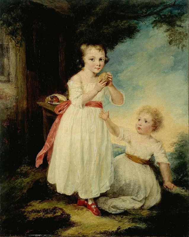 Portrait De Deux Fillettes Dit Les Gateaux Wall Art by William Artaud - High-Resolution Digital Print