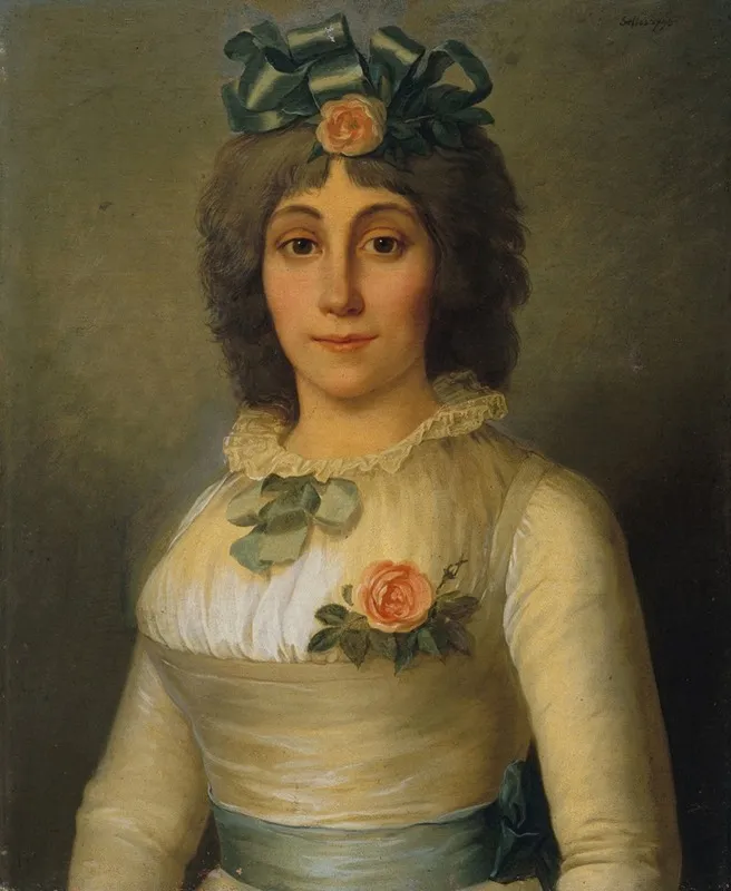 Portrait De Femme Autrefois Identifiee Comme Anne Josephe Theroigne De Mericourt Wall Art by Pierre-Nicolas Selles - High-Resolution Digital Print
