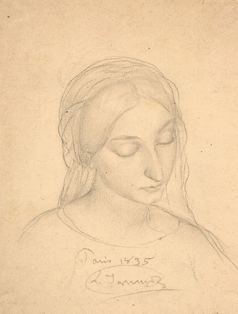 Portrait De Femme Regardant Vers Le Bas