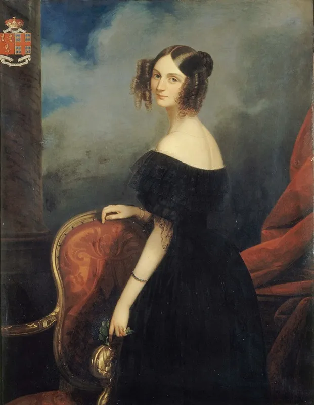 Portrait De La Duchesse De Valencay Comtesse De Talleyrand Perigord Wall Art by Claude Marie Dubufe - High-Resolution Digital Print