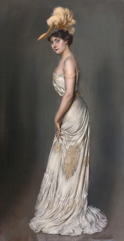 Portrait De Madame Rene Prejelan Wall Art by Antonio de La Gandara - High-Resolution Digital Print