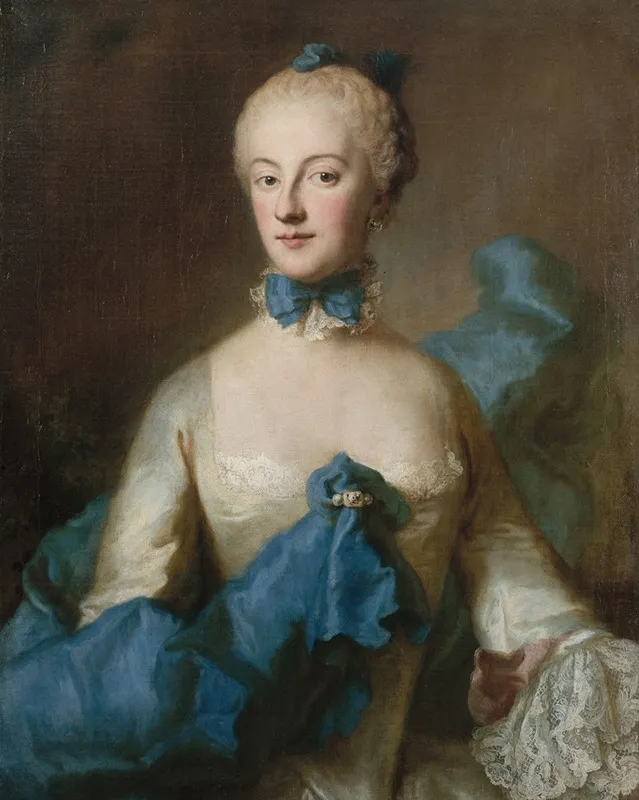 Portrait De Marie Anne Josephe De Baviere Margravine De Bade Wall Art by Georg Desmarées - High-Resolution Digital Print