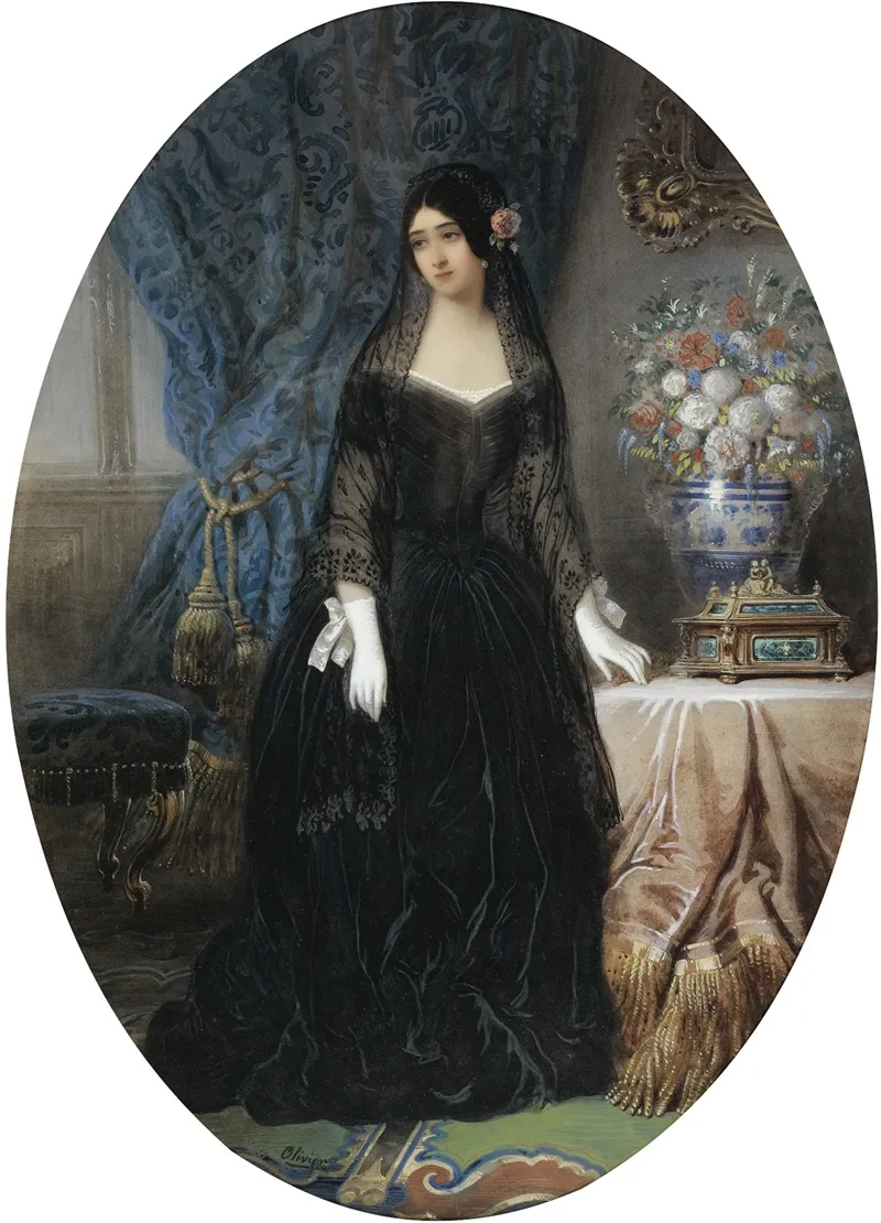 Portrait De Marie Duplessis La Dame Aux Camelias Wall Art by Jean-Charles Olivier - High-Resolution Digital Print