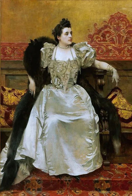 Portrait De Mme Gaston Menier Wall Art by François Flameng - High-Resolution Digital Print