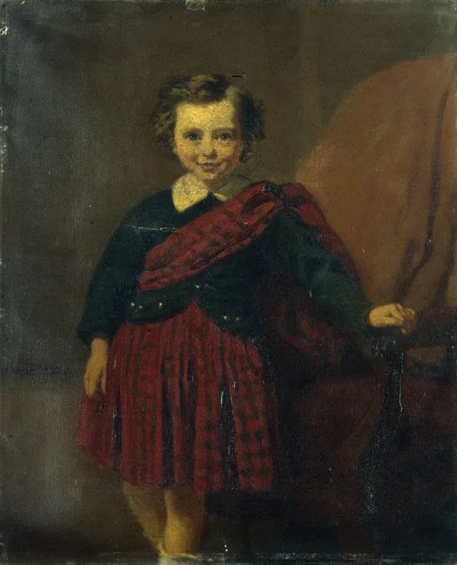 Portrait De Petit Garcon Maurice Coblence En Costume Ecossais Wall Art by Edouard Moyse - High-Resolution Digital Print