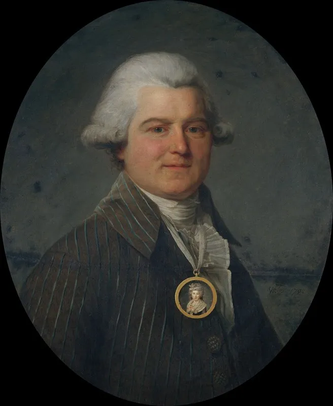 Portrait Dhomme Portant En Sautoir Un Medaillon A Leffigie De Sa Femme Wall Art by Antoine Vestier - High-Resolution Digital Print