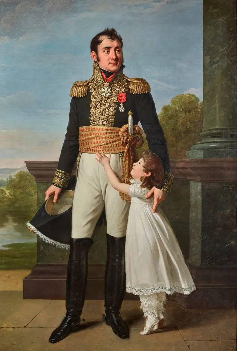 Portrait Du Baron Solignac Avec Sa Fille Louise Delphine Wall Art by Robert Jacques François Lefèvre - High-Resolution Digital Print