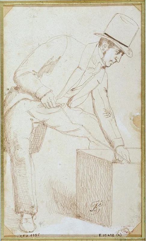 Portrait Dun Ingenieur En Train De Metrer Wall Art by Ignace François Bonhomme - High-Resolution Digital Print