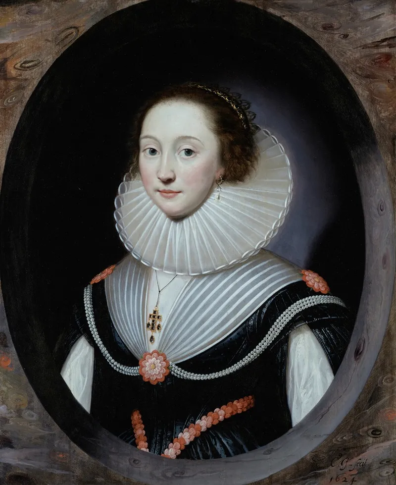 Portrait Dune Femme Portant Une Fraise Et Une Robe Noire