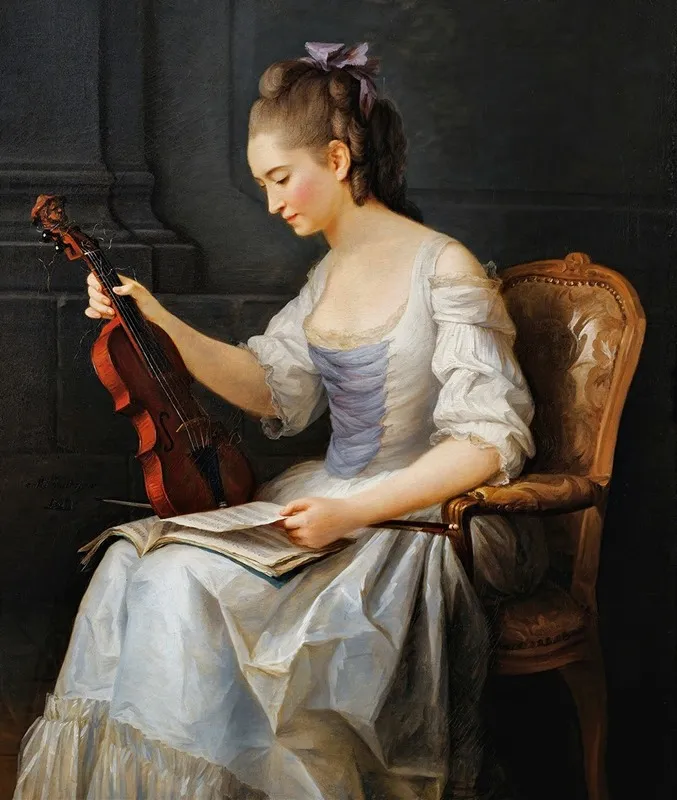 Portrait Dune Violoniste Wall Art by Anne Vallayer-Coster - High-Resolution Digital Print