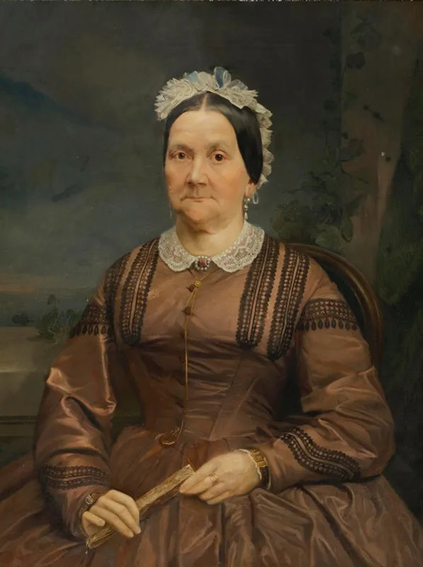 Portrait Einer Dame Im Braunen Seidenkleid Wall Art by Johann Baptist Reiter - High-Resolution Digital Print