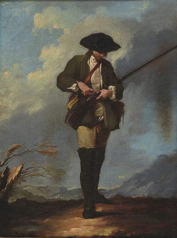 Portrait En Pied Dun Chasseur Wall Art by Jean Barbault - High-Resolution Digital Print