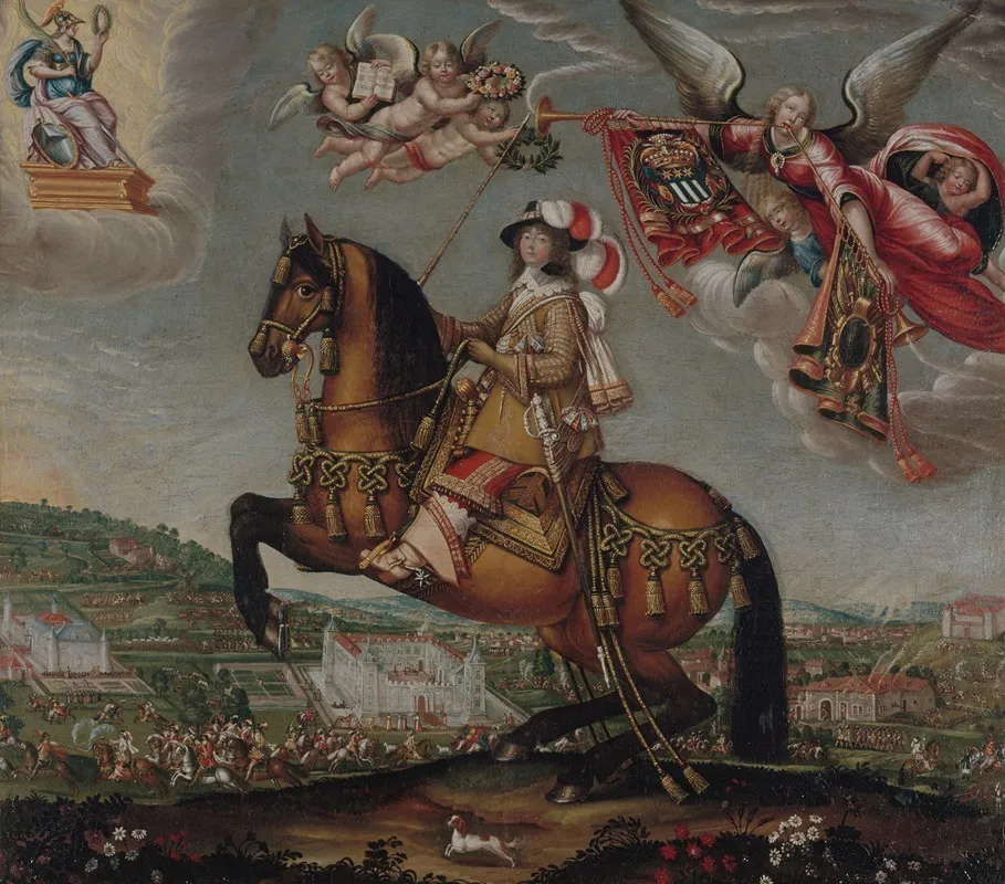 Portrait Equestre Dalberte Barbe Dernecourt Dame De Saint Balmont 1607 1660 Wall Art by Claude Déruet - High-Resolution Digital Print