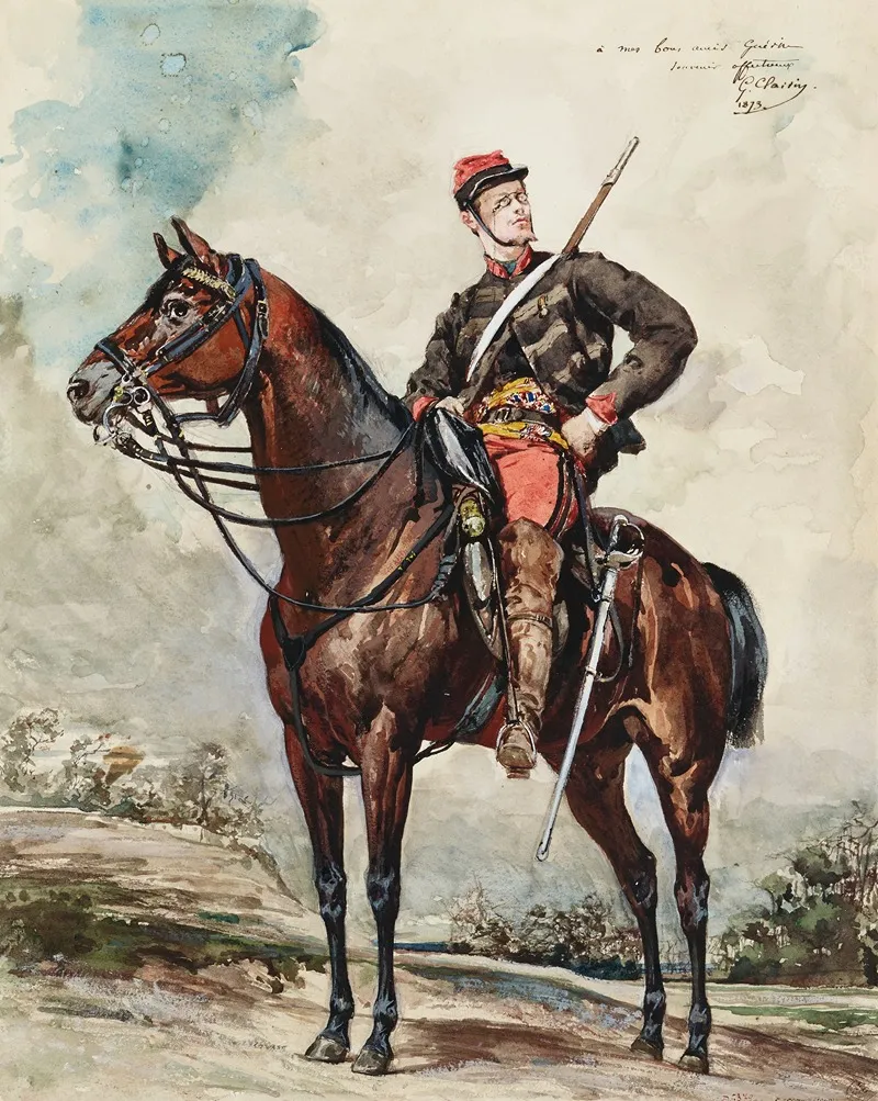 Portrait Equestre Eclaireur A Cheval 2 Wall Art by Georges Jules Victor Clairin - High-Resolution Digital Print