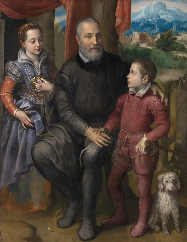 Portrait Group With The Artists Father Amilcare Anguissola And Her Siblings Minerva And Astrubale
