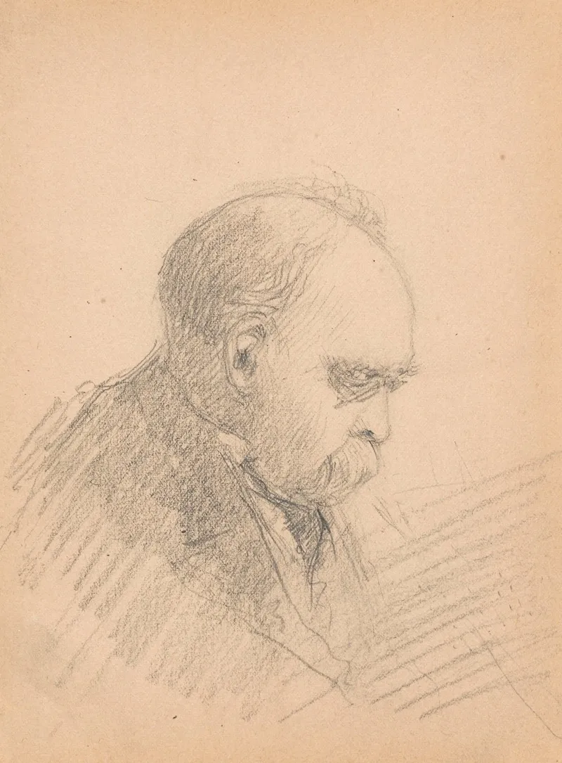 Portrait Of A Balding Man Wearing A Pince Nez