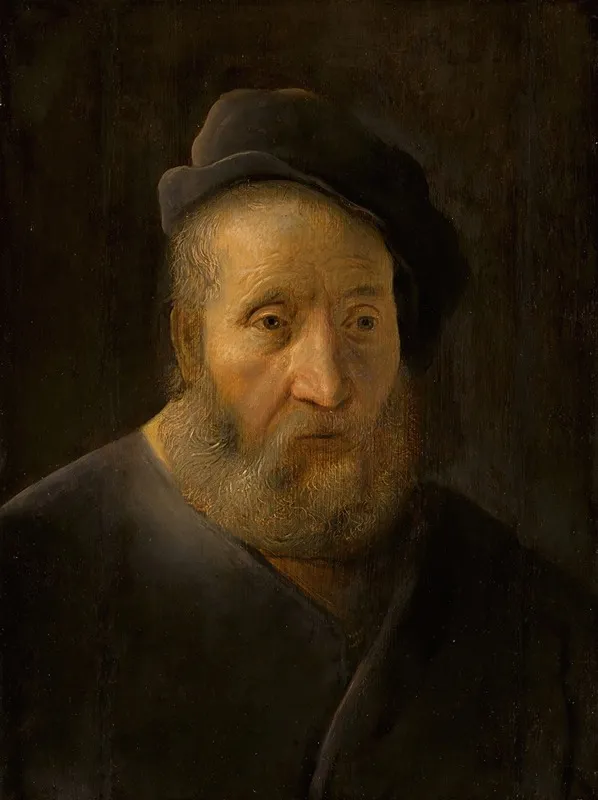 Portrait Of A Bearded Man Half Length Wearing A Cap Wall Art by Leiden School - High-Resolution Digital Print