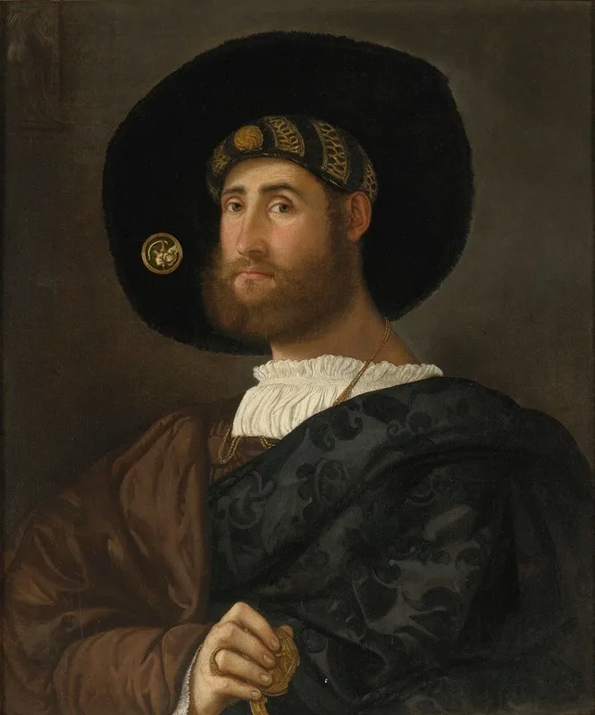 Portrait Of A Bearded Man With A Sword Wall Art by Lombard School - High-Resolution Digital Print