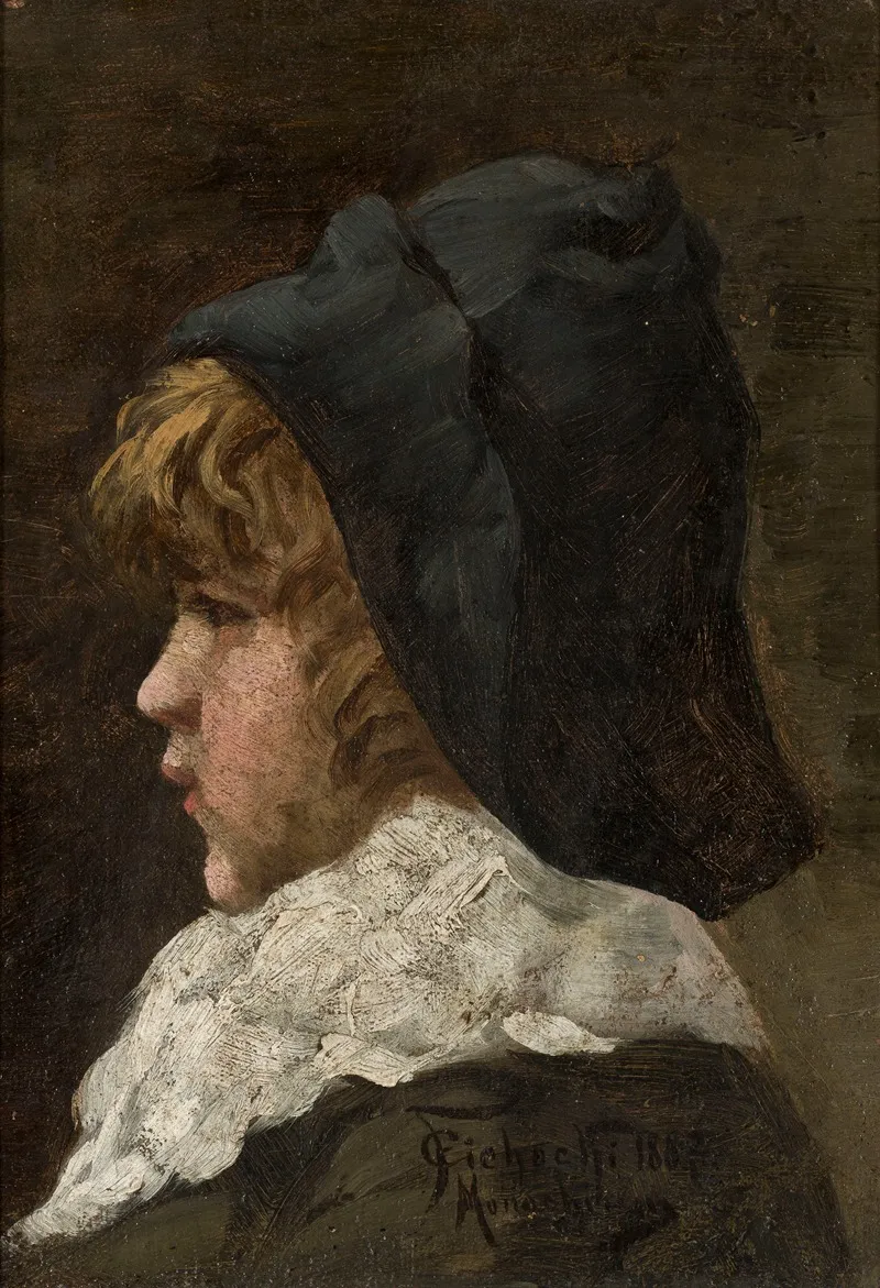 Portrait Of A Boy In A Hat Wall Art by Feliks Cichocki - High-Resolution Digital Print