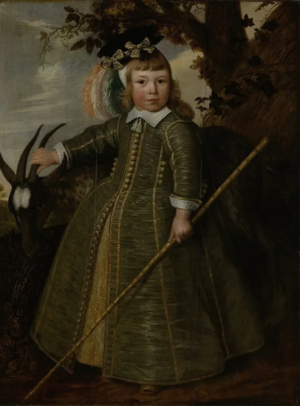 Portrait Of A Boy With A Billygoat Wall Art by Jan Albertsz. Rotius - High-Resolution Digital Print