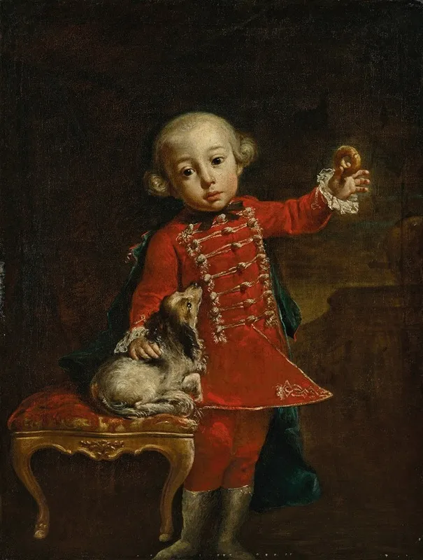 Portrait Of A Boy With A Dog Wall Art by Luigi Crespi - High-Resolution Digital Print