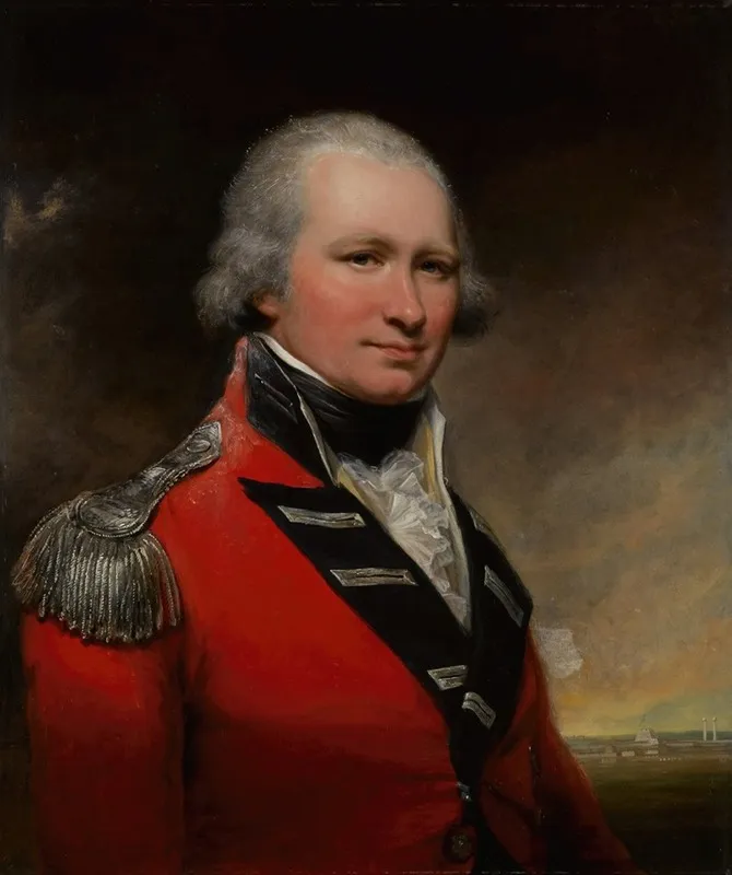 Portrait Of A Captain Possibly David Baird Half Length Before The Fort At Srirangapatna Wall Art by Arthur William Devis - High-Resolution Digital Print