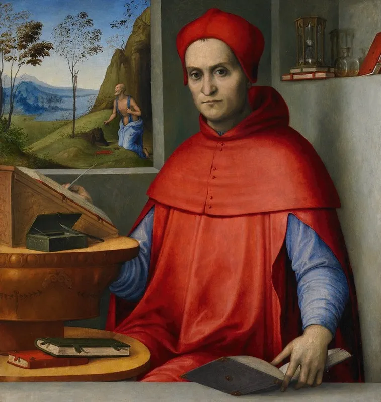 Portrait Of A Cardinal In His Study Wall Art by Lorenzo Costa - High-Resolution Digital Print
