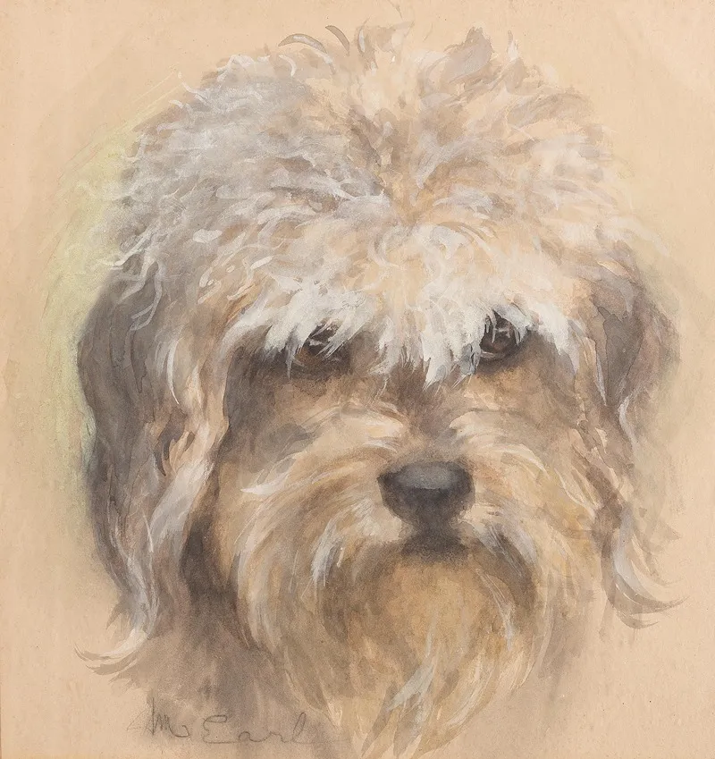 Portrait Of A Dandie Dinmont Wall Art by Maud Earl - High-Resolution Digital Print