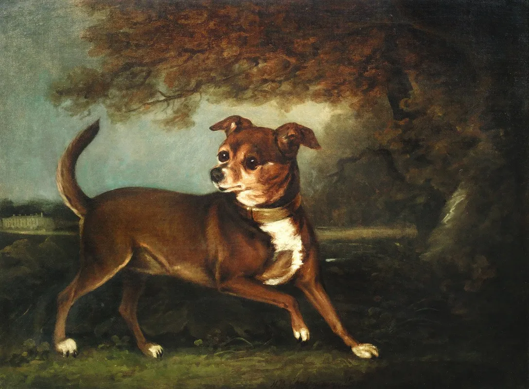 Portrait Of A Dog In A Landscape Wall Art by Henry Bernard Chalon - High-Resolution Digital Print