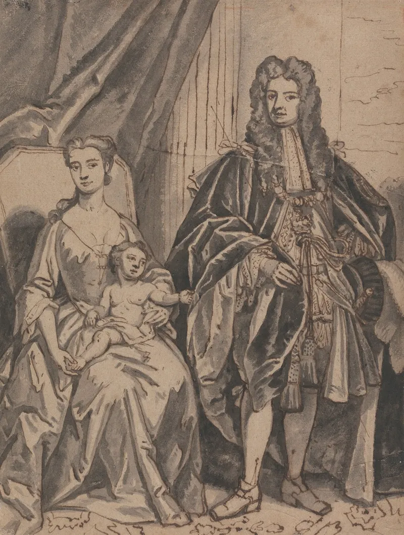 Portrait Of A Family Called John Sheffield Duke Of Buckingham And Family Wall Art by Robert Byng - High-Resolution Digital Print