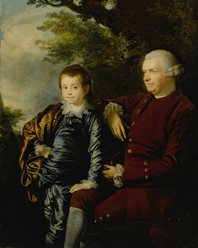 Portrait Of A Gentleman And A Boy In A Landscape Wall Art by Hugh Barron - High-Resolution Digital Print