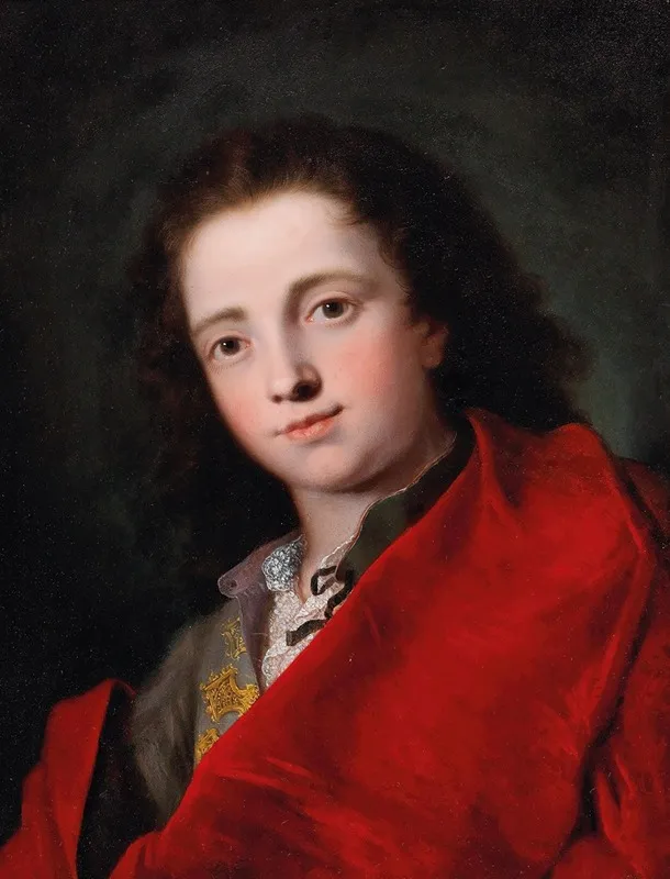 Portrait Of A Gentleman Bust Length In A Grey Doublet And Red Cloak Wall Art by Bartolomeo Nazari - High-Resolution Digital Print