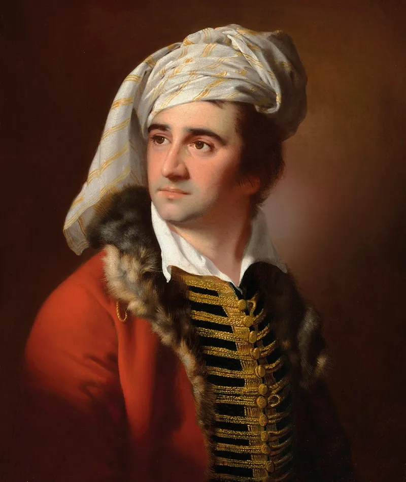 Portrait Of A Gentleman In A Red Fur Trimmed Coat Wall Art by Joseph Wright of Derby - High-Resolution Digital Print