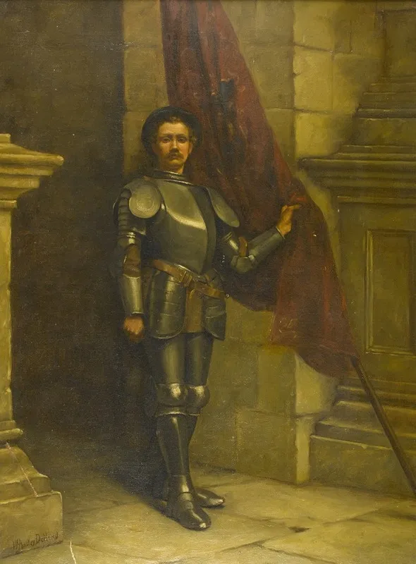 Portrait Of A Gentleman In Armor Wall Art by William Anstey Dolland - High-Resolution Digital Print