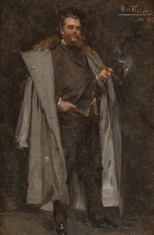 Portrait Of A Gentleman In Fur Trimmed Coat Wall Art by Max Johann Bernhard Koner - High-Resolution Digital Print