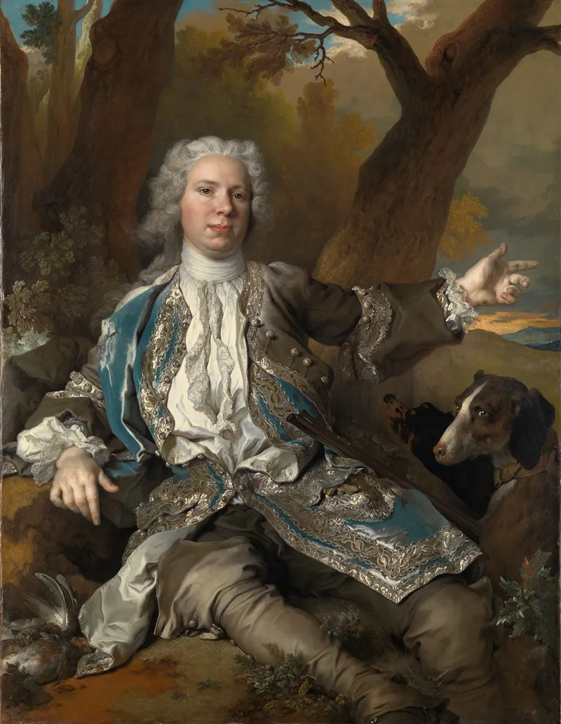 Portrait Of A Gentleman In Hunting Costume Wall Art by Nicolas de Largillière - High-Resolution Digital Print