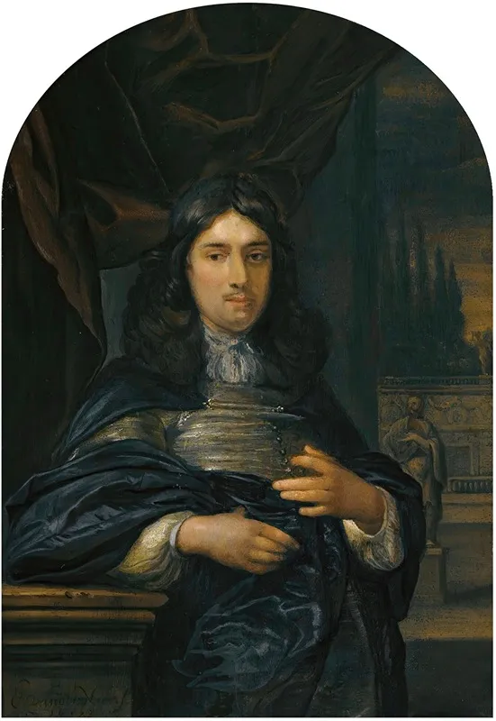 Portrait Of A Gentleman Leaning On A Balustrade Wall Art by Eglon van der Neer - High-Resolution Digital Print