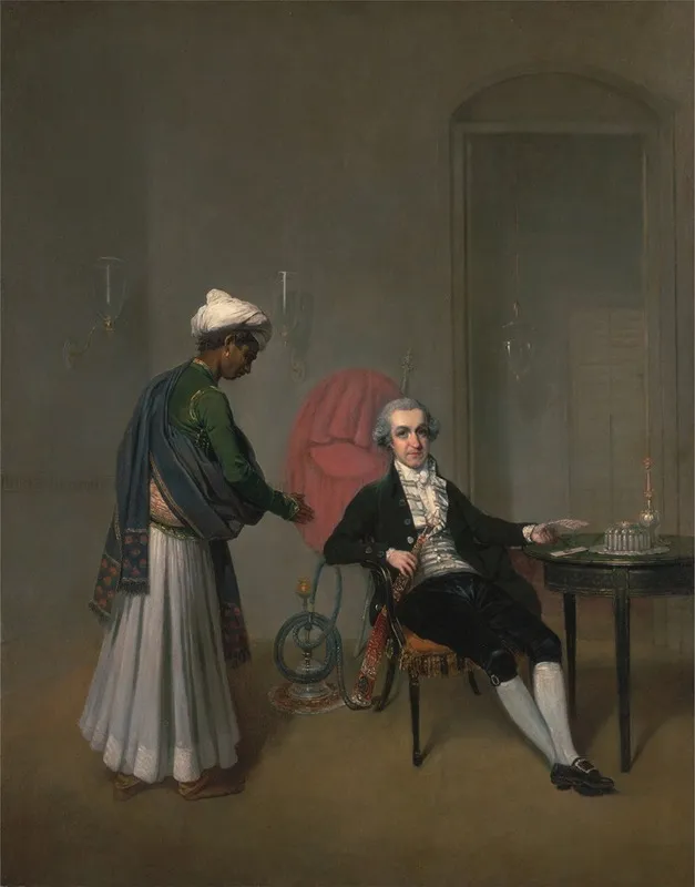 Portrait Of A Gentleman Possibly William Hickey And An Indian Servant Wall Art by Arthur William Devis - High-Resolution Digital Print
