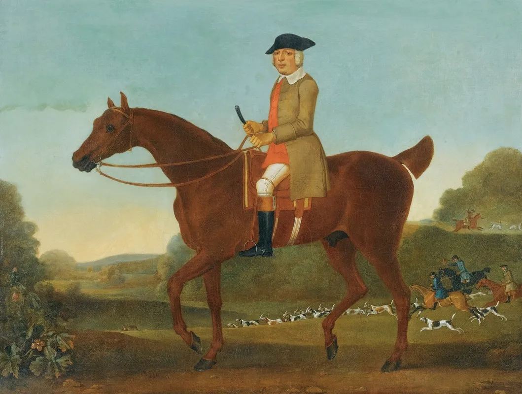 Portrait Of A Gentleman Traditionally Identified As Fulwar 4th Earl Of Craven On His Hunter