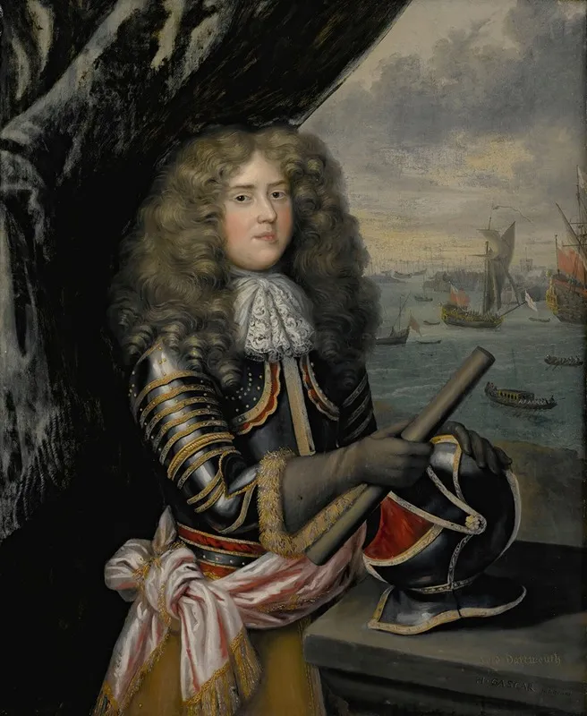 Portrait Of A Gentleman Wearing Armor Possibly George Legge 1st Baron Dartmouth Wall Art by Henri Gascar - High-Resolution Digital Print